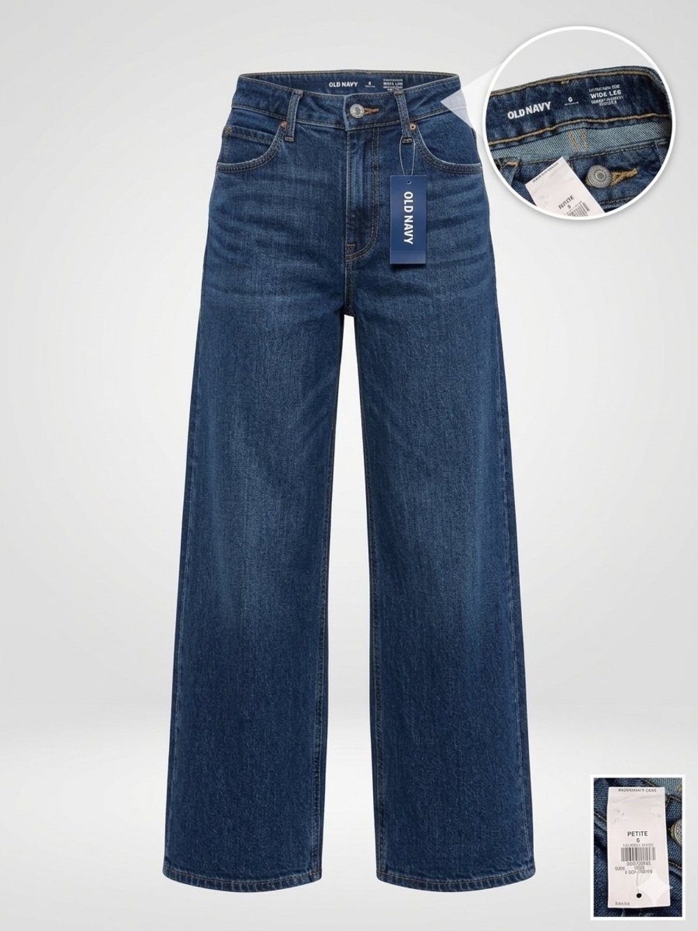 Old Navy Extra High-Rise Wide-Leg Jeans - Dark Wash (Size 6 PETITE)